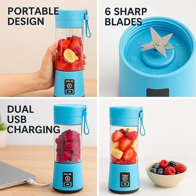 Portable Juicer Blender with 6 Blades 38oml