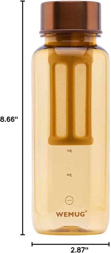 WEMUG Portable Cold Brew Maker 22 oz Modern Simple design Leak Proof Ultra Light BPA-Free Durable Plastic Copper (yellow)