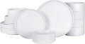 GZG Classic Series - Plates and Bowls Set for 6 18 Piece Stoneware Dinnerware Sets Microwave and Dishwasher Safe Lead-Free Handcrafted Ceramic Dishes Set - Ivory White