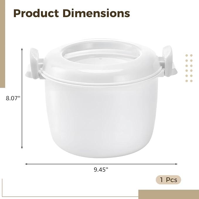 White Plastic Rice Cooker With Lid Large Microwave Small Portable Insulated Multi-Functional Travel Ideal Lunch Box