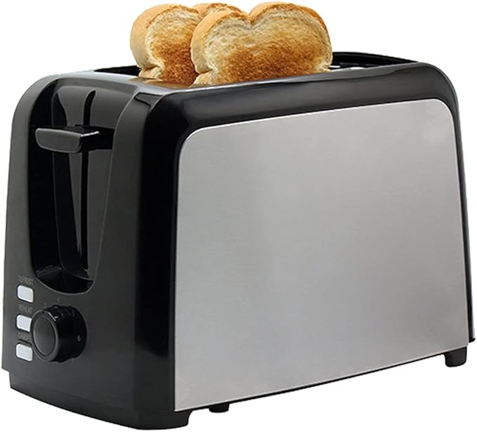 Premium Levella Silver Stainless Steel 2-Slice Toaster for Bread Modern Style 750 Watts Removable Crumb Trays