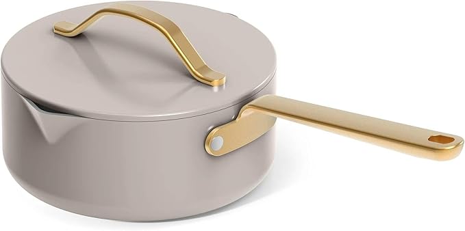 Nonstick Ceramic Cookware Set (12 Piece) Pots Frying Pans Lids and Kitchen Storage Oven Safe Pan Set &amp Compatible with All Stovetops - (Porcini Taupe)