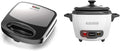 Black+Decker 3-in-1 WM2000SD 3-in-1 Waffle Grill &amp Sandwich Maker Compact Design Black/Silver &amp Rice Cooker 3 Cups Cooked (1.5 Cups Uncooked) with Steaming Basket Removable Non-Stick Bowl