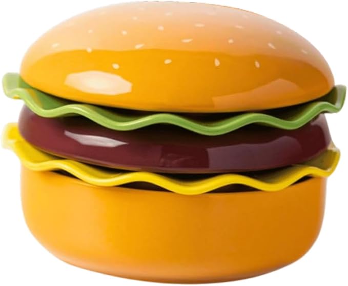 Ceramic Dinnerware Set Stackable Burger Plate Bowl Set with Lid Tableware for Kitchen