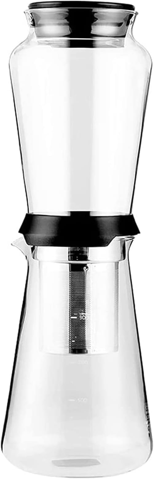 Habiba Iced Drip Coffee Maker Glass Cold Brew Coffee Maker Coffee Maker with Stainless Steel Strainer Home Office Siphon Coffee Maker with Clear Scale Mark Reusable