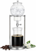 Nispira Luxury Ice Cold Brew Dripper Coffee Maker in Stainless Steel and Borosilicate Glass 1000 ml Silver