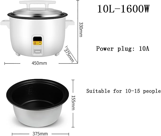 Rice Cooker Large Capacity 8L-23L Canteen Hotel Commercial Hotel Home Old-fashioned Large Rice Cooker for 4-40 People(10L)