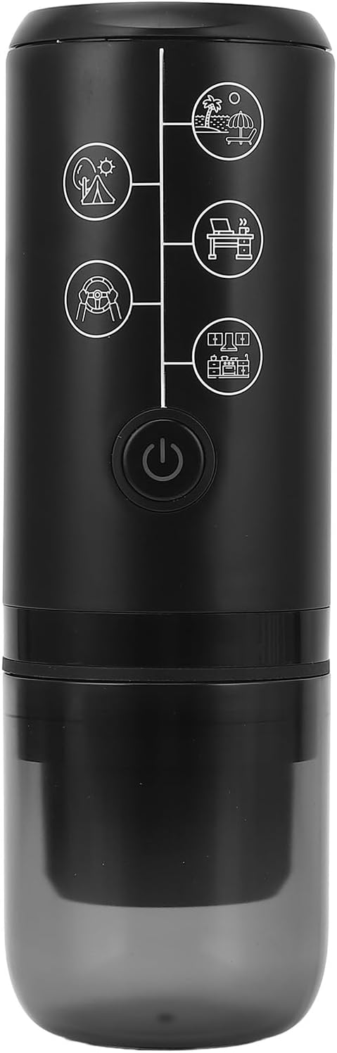 Jonlaki Portable Electric Coffee Maker Cordless Rechargeable 17 Bar Pressure Capsule Brewer for Home and Outdoor Use in (Black)