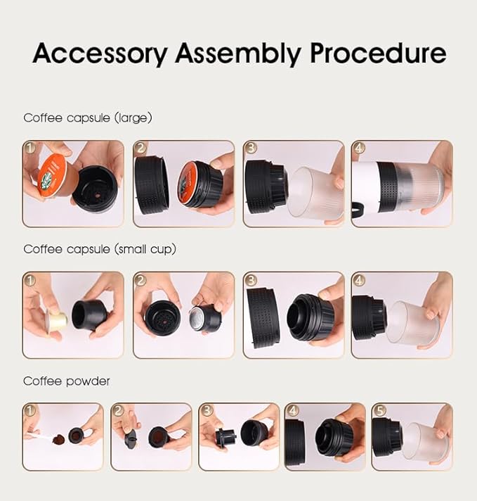 Portable Electric Espresso Machine - Self-Heating Travel Coffee Maker with USB-C Compatible with Ground Coffee NES &amp DG Capsules | Ideal for Camping Car Office &amp Hiking