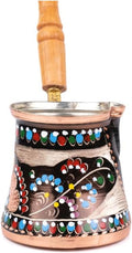 Enameled Copper Turkish Coffee Pot (4-Person) Traditional Coffee Maker Black Color Single Piece for Authentic Turkish Coffee Brewing - Black One Size