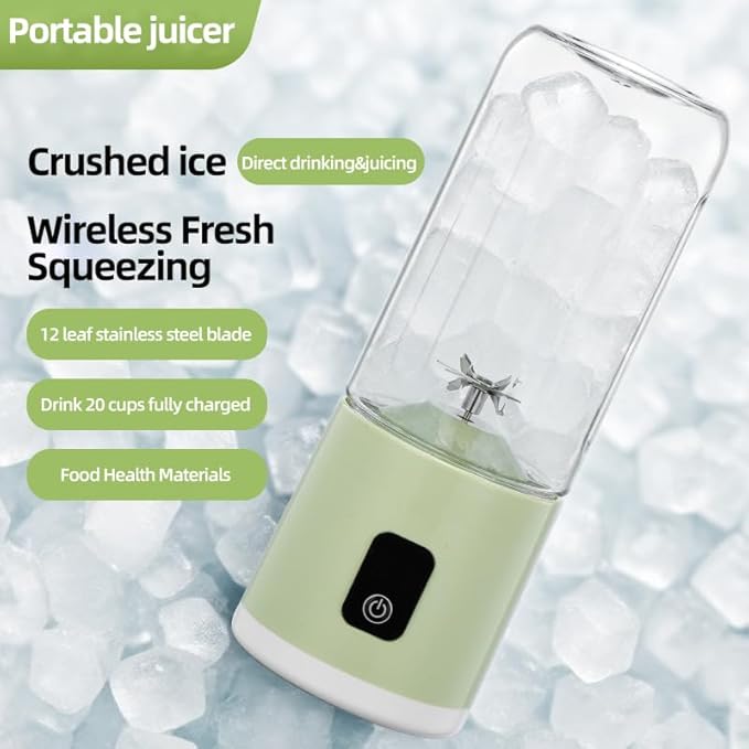 Portable Blender for Smoothie 35W Personal Blender with 12 Stainless Steel Blades Rechargeable USB-C Electric Juicer for Protein Shake &amp Juicing Travel Gym Office (Green)