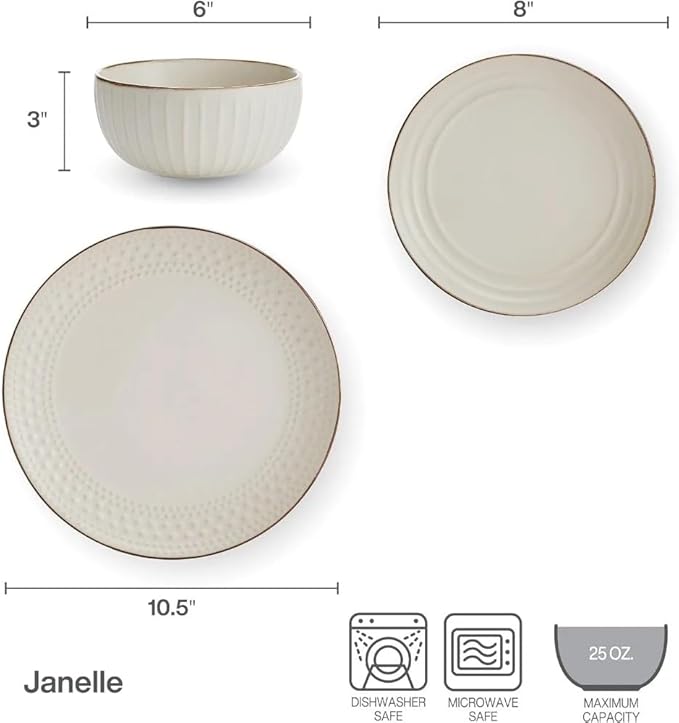 Cream Dish Kitchen Tableware Set of Plates 12 Piece Dinnerware Set Ceramic Dishes to Eat Plate Dinner Sets