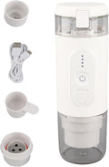 Yctze Portable Electric Coffee Maker - Cordless Mini Brewer with 2-in-1 GroundCapsule 18 Bar Pressure 2500mAh Battery Ideal for Travel &amp Camping (White)