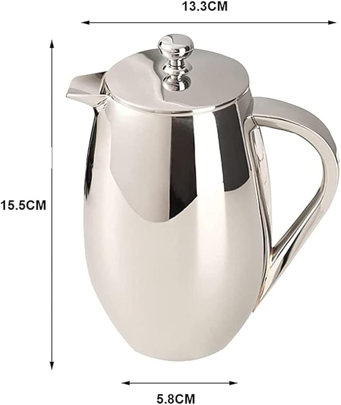 French Press Coffee Maker Double Walled Stainless Steel French Press/Tea Maker with Extra Filter Screens Dishwasher Safe