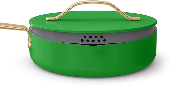 Nonstick Ceramic Cookware Set (12 Piece) Pots Frying Pans Lids and Kitchen Storage Oven Safe Pan Set &amp Compatible with All Stovetops - (Kelly Green)