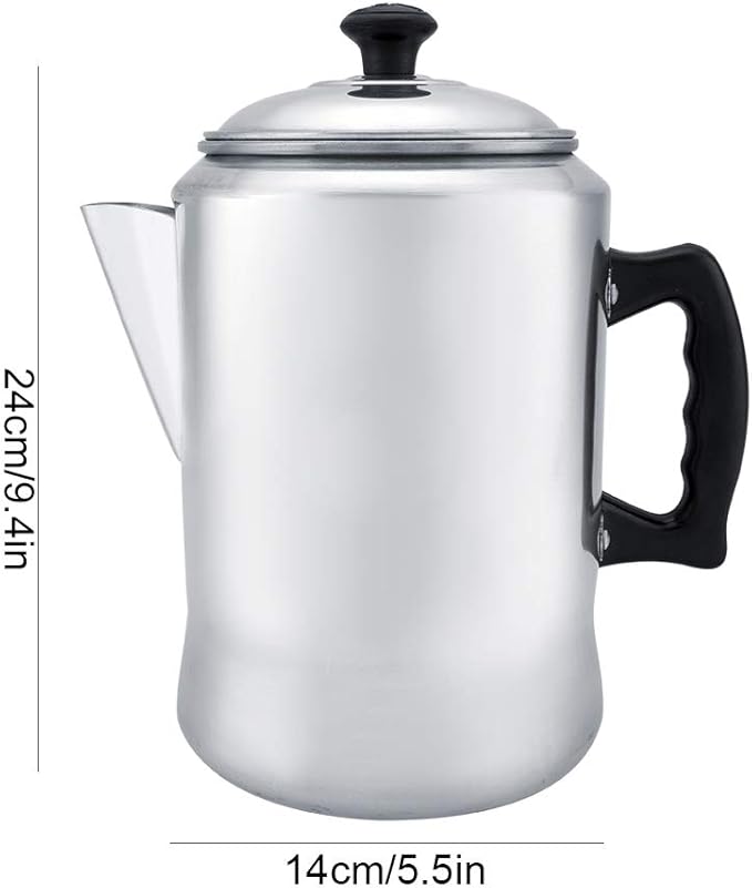 Coffee Maker Pot Aluminum Alloy Percolator Tea Kettle with Lid Stove Top Safe Percolator Coffee Pot for Home Kitchen Use