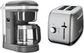KitchenAid 12 Cup Coffee Maker with Spiral Showerhead (KCM1208DG) and 2 Slice Toaster for Bagels and More (KMT2115) Silver