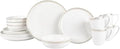 Everyday White by Fitz and Floyd Nevaeh Bone China Coupe Gold Bands Dinnerware Set Service for 4