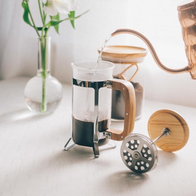 HARIO CPSW-4-OV-CP Cafepress Wood Pressed Coffee French Press Olive Wood Heat Resistant Glass For 4 Cups Practical Capacity 20.3 fl oz (600 ml) Gift Present
