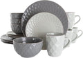Tahitian Diamond Stoneware Dinnerware Set Slate &amp Pearl - 16 Piece