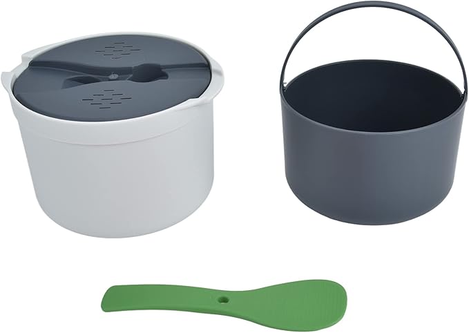 Yctze 2L Microwave Rice Cooker Set with Rice Spoon Lid Strainer Steaming Pot Made from Food Grade PP Material Ideal for Home Appliance Components (#11)