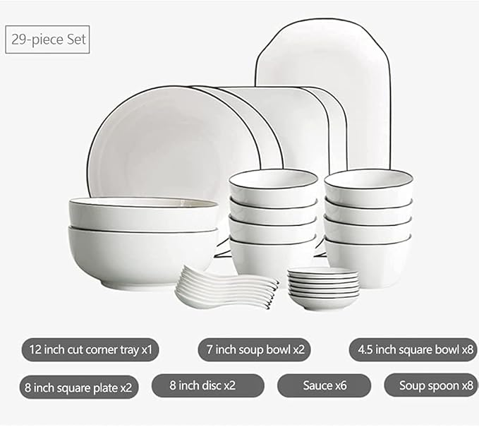 Dinnerware Sets - Luxury Gift Dishes Service Set 29 56 PCS Ceramic Dinnerware Set Bone China Tableware Dishes Plates Ceramic Combination Dinner Service Set56-Piece Set