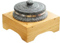 Stone pot Non-stic Traditional Stone Rice Cooker with wood stand Cauldron Multi Cooker-Bibimbab for 1–2 people 6.2×3.3 inch