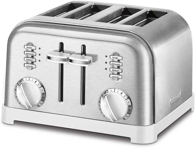 Cuisinart CPT-180WP1 4-Slice Metal Classic Toaster White/Stainless Steel &amp C77WTR-15P Classic Forged Triple Rivet 15-Piece Knife Set with Block White