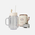 ECretro Retro Smoothie Blenders Countertop Juicer Maker with 20oz BPA Free Travel Cup and Lid 300W 2-Speed for Shakes and Ice Crush (Beige Yellow)