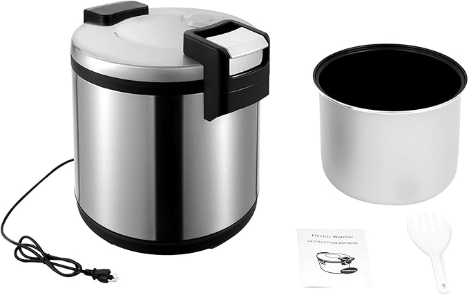 Rice Warmer Commercial Upgraded Lid Non-stick Inner Pot Electric Rice Warmer for Restaurant (19L/20QT) for Parties Festival Banquets Catering Fast Food Restaurants Canteens