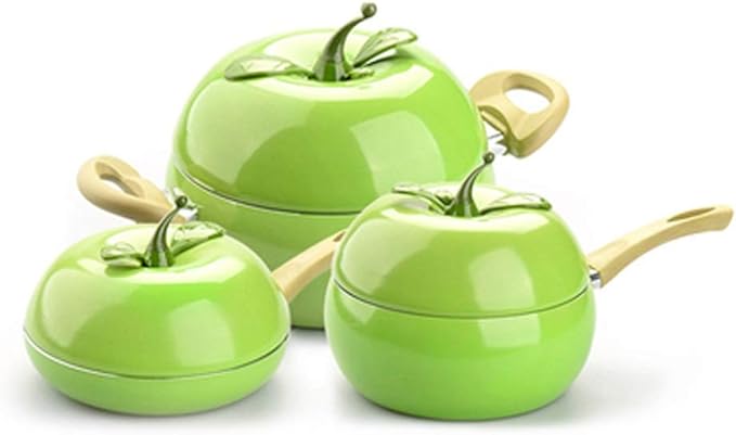 Cookware set Fruit Frying pan milk pot Cooking Pot enamel Soup pot Saucepan Induction Cooker Aluminum kitchen hotpot Casserole(E)