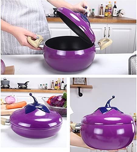 20cm Creative Eggplant Style Kitchen Smoke-Free and Non-Stick Pot Set Soup Pot Milk Pot Frying Pan and Frying Pan Cookware Set