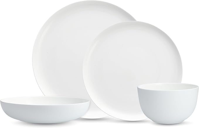 Eater x Zwiesel Fortessa Forma Fine China 16 Piece Dinnerware Set (Service for 4) White