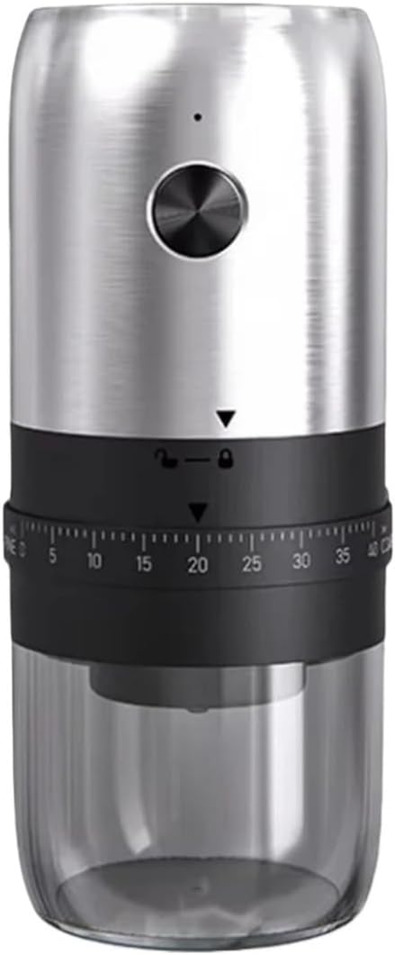 Portable Coffee Machine 2Pcs Portable Coffee Grinder Electric USB Rechargeable Home Outdoor Blender Adjustable Coffee Bean Grindingfor Outdoor Travel Picnic(Silver)