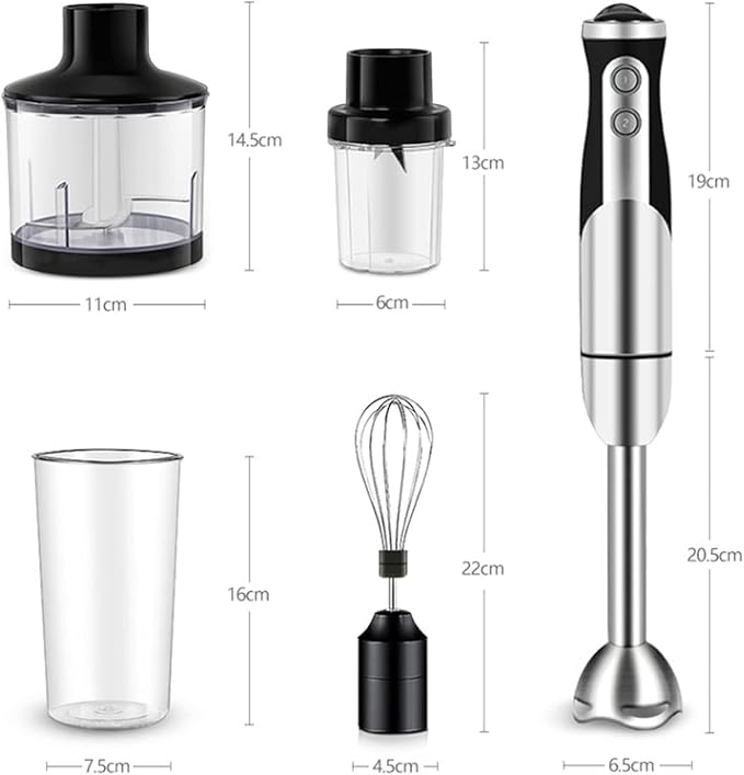 800W 4-in-1 Multi-function Immersion Hand Blender Stick Blender with Chopping Bowl Milk Frother Egg Whisk Beaker for Food/Smoothies/Soups BPA-Free