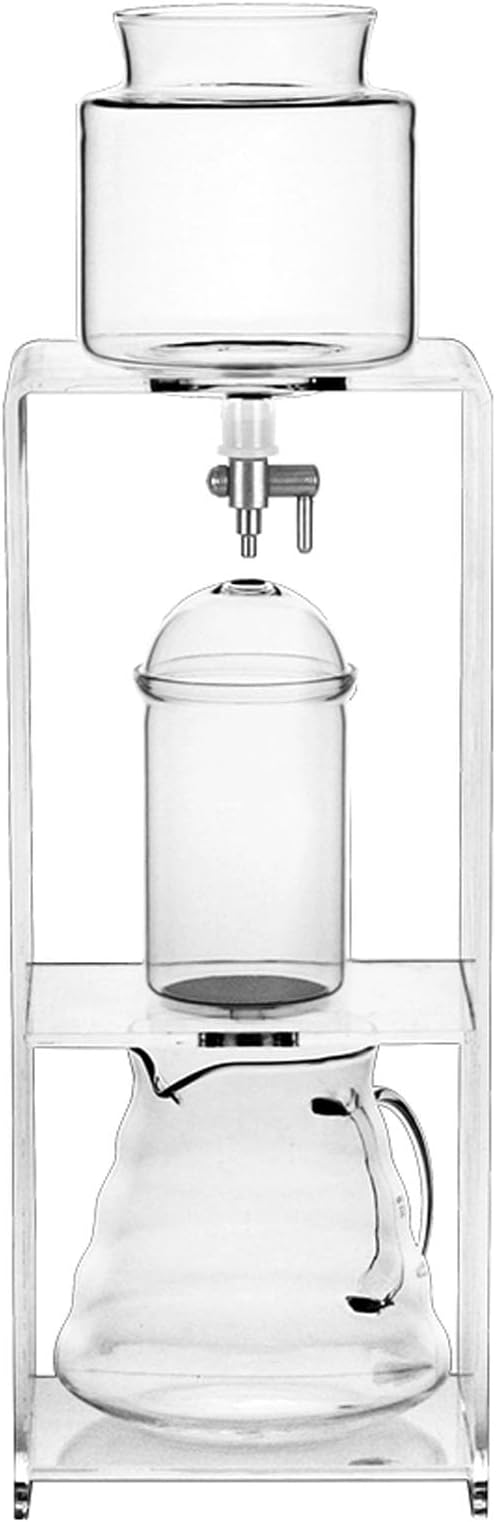 Cold Brew Drip Tower Ice Drip Coffee Maker with Adjustable Flow Stainless Steel Filter and Acrylic Base V-shaped Pot Mouth Perfect for Home Brewing