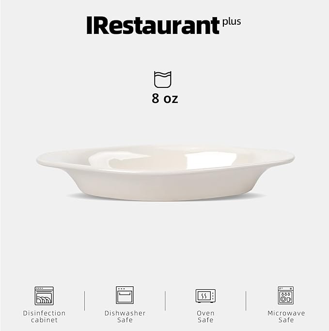 Stoneware Wide Rim Commercial Grade Dinnerware America White Rarebit Dish 8oz Case of 12