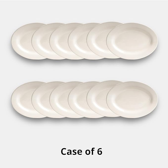 Stoneware Wide Rim Commercial Grade Dinnerware America White Oval Platter 12 1/2 x 8 1/2 Case of 12