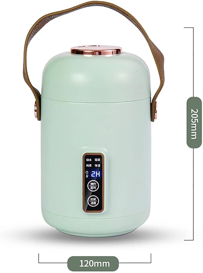 Rice Cooker &amp Hot Pot 500ml Small Capacity Ceramic Glaze Non-Stick Liner for Home Dormitory Office for 1~2 People Rice Cooker (Green)