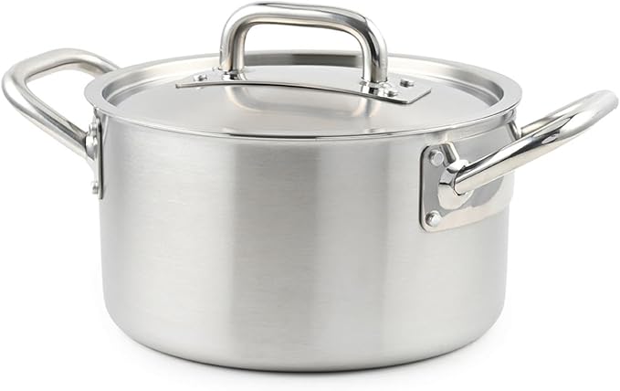 LAGUIOLE Triplex Soup Pot 28 x 17 cm Triplex Stainless Steel 304/Aluminium/430 Capacity 10 L Compatible with All Hobs Including Induction Easy Cleaning Silver