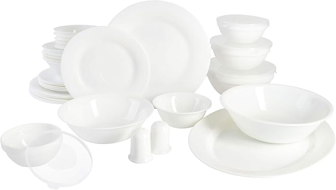 Gibson Ultra White Shadow 36 Piece Dinnerware Combo Set Service for 6