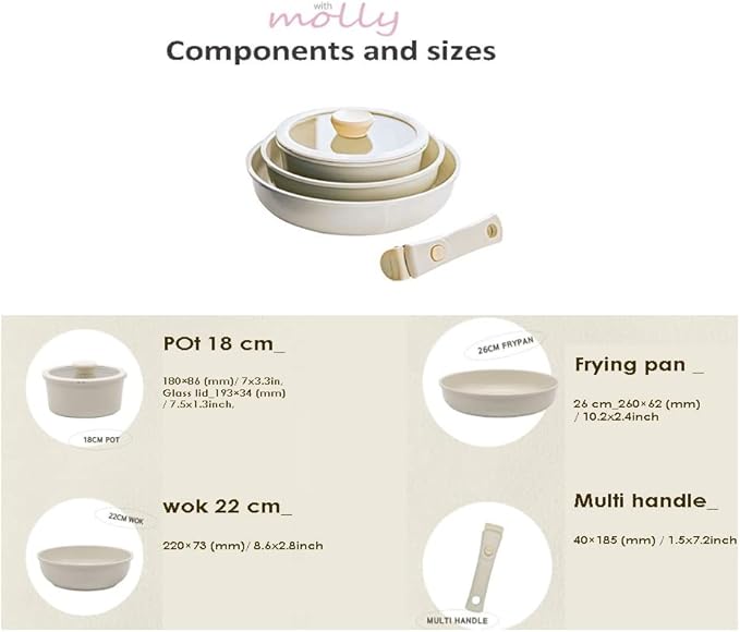 Gongan Removable handle Pot Cookware Set of 3P