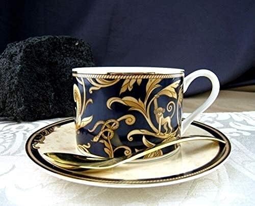 Dinnerware Sets - Luxury Dishes Service Set Ceramic Tableware Set Phnom Penh Dark Green Blue with Handle Multi-Size Plate Bowl Dish Household Kitchen SuppliesD