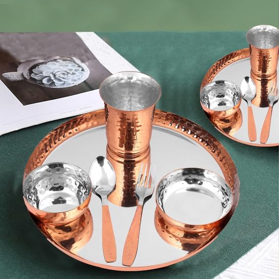 STEEL Stainless Steel Premium Series Laser Printed Dinner Set (Copper Set of 6- Serves 1)