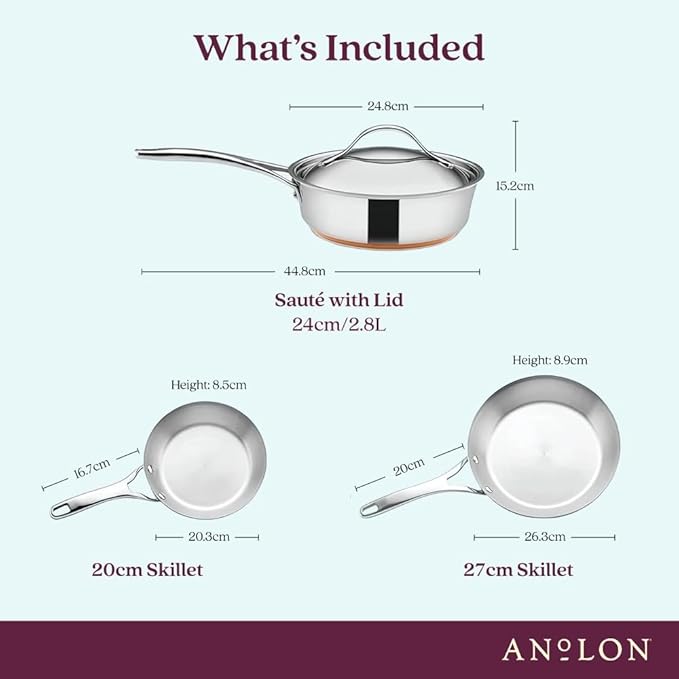 Anolon Nouvelle Stainless Steel Cookware Pots and Pans Set 10 Piece