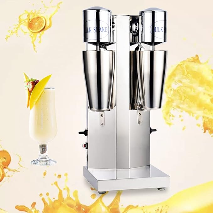 Electric Double Head Milk Shaker360W 2Speed Adjustable Stainless Steel Silver Commercial Drink Mixer With 2Stainless Steel Mixing CupSmoothie Malt For Cocktail Tea Coffee