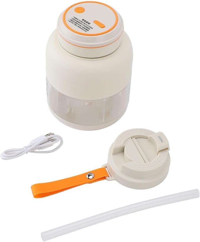 Portable Blenders Handheld Fruit Mixer USB Rechargeable Personal Blender Juicer Cup Leakproof Powerful Blending (White)