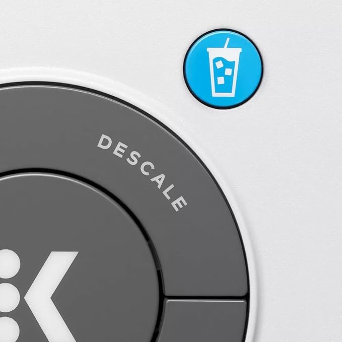 K-Iced Plus Single-Serve Coffee Maker &amp Espresso Machine - Brews Iced &amp Hot Coffee Compact Design Fits Travel Mugs 46 oz Removable Water Reservoir Auto Shut-Off KCup Compatible White