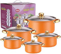 10PCS Stainless Steel Cookware Sets Nonstick Cookware Pot Dishwasher Safe Pots with Glass Lids for Soup Pasta Stew Rice Healthy Everyday Use for Gas Electric Halogen Ceramic Induction Hobs 03