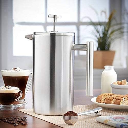 Stainless Steel Coffee &amp Tea Maker Makes 8 Cups - Portable Thermal Coffee Makers For Home Camping Traveling(1L)